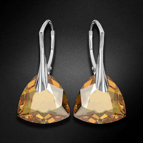 Sudraba auskari "Vakara Mirdzums (Golden Shadow)" ar Swarovski™ kristāliem